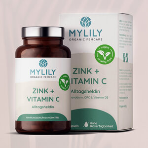 Zink & Vitamin C - Alltagsheldin - 90 Kapseln - vegan, hochdosiert, pflanzlich - MYLILY - Organic Femcare