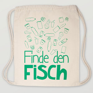 Festival-Beutel "Finde den Fisch" - HANDGEDRCUKT