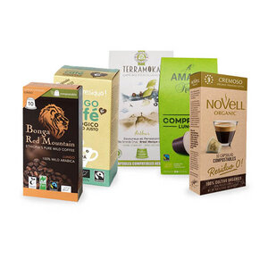 Entdeckerpaket: Lungo – 5 verschiedene Sorten kompostierbare & aluminiumfreie Bio-Kaffeekapseln, Nespresso® kompatibel - Coffee-Up!