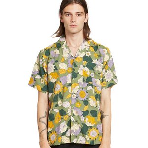 Shirt Short Sleeve Marstrand Seventies Floral Green - DEDICATED