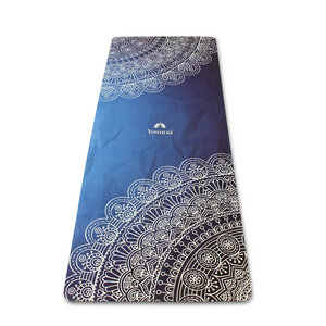 Yogamatte Naturkautschuk inkl. Baumwolltragegurt (Blue Mandala) - Yosana