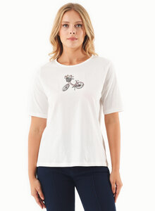 T-Shirt aus Bio-Baumwolle mit Fahrrad-Stickerei - ORGANICATION