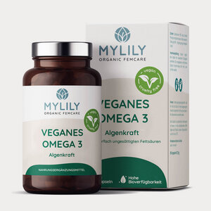 Veganes Omega 3 - Algenkraft - DHA & EPA - 90 Kapseln - vegan, hochdosiert, pflanzlich - MYLILY - Organic Femcare