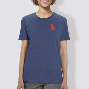 Unisex T-Shirt, "Fuchs", Blau - Dark Heather Indigo - little kiwi