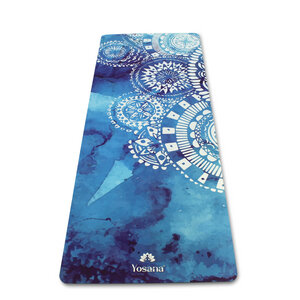 Yogamatte Naturkautschuk inkl. Baumwolltragegurt (Vishnu Blue) - Yosana
