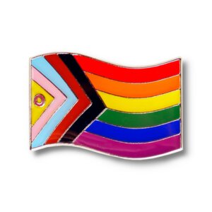 Pride Anstecker - Pin, Button, Emaille, Regenbogen, Progress-Fahne, Pride-Fahne, Regenbogenfahne, homosexuell, schwul, trans, inter, LGBTIQ - roots of compassion