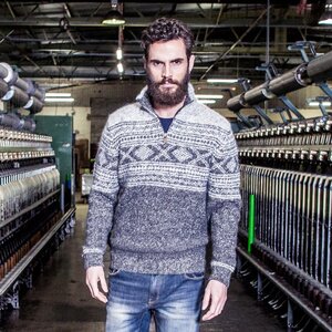 Zip Neck Jacquard Pullover - Fisherman out of Ireland