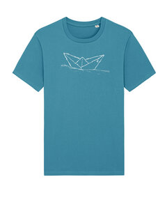 Papierschiffchen T-Shirt aus Bio-Baumwolle Atlantic Blue - ilovemixtapes