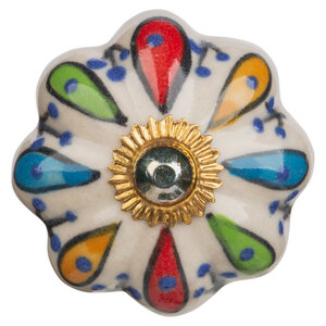Blütenförmiger Knauf Haken mit buntem Muster aus Keramik für dein Möbelstück - TRANQUILLO