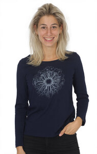 Longsleeve aus Biobaumwolle Fairwear für Damen "WoodenIris" in Denim Blau - Life-Tree