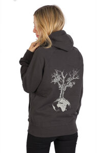 Hoodie aus Biobaumwolle Fairwear für Damen "Weltenbaum" in Ash Grey - Life-Tree