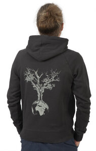 Hoodie aus Biobaumwolle Fairwear für Herren "Weltenbaum" in Ash Grey - Life-Tree