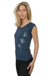 Bambus Shirt Fairwear für Damen "Ginkgo" in Charcoal Grau/Denim Blue - Life-Tree