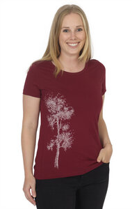 Shirt aus Biobaumwolle Fairwear für Damen "Kiefer" in Burgund Rot - Life-Tree