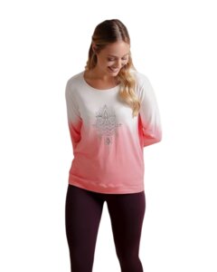 Yoga Langarm-Shirt 'Shakti' flamingo/weiß - The Spirit of OM