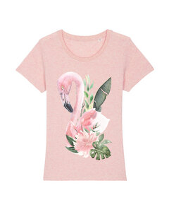 T-Shirt Damen Flamingo mit Blumen - watapparel