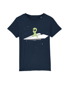 T-Shirt Kinder Alien on a paper plane - watabout.kids