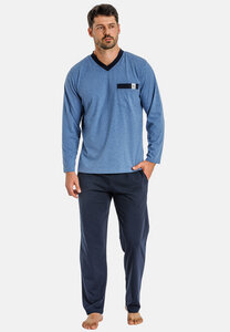 Herren Pyjama lang mit Seitentaschen, Single Jersey - Haasis Bodywear