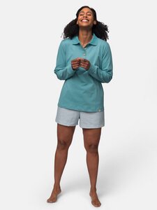 Damen Langarm-Shirt mit Polo-Kragen, GOTS-zertifiziert - greenjama