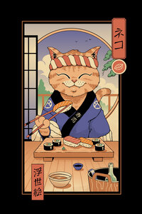 Poster / Wandbild / Leinwand / Deko - Sushi Cat in Edo - Photocircle