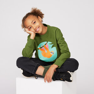 Kids Sweatshirt "Faultier" moosgrün - Greenpeace Warenhaus