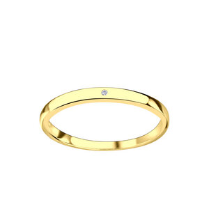 Breiter Ring mit kleinem Stein aus 925er Sterling Silber - Gold - LUXAA