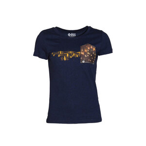 Damen T-Shirt Rundhals aus Bio-Baumwolle "Alle Lampen an BT" Blau - FÄDD