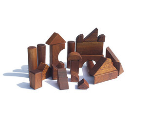 Holz-Bauklötzchen aus upcycling Akazienholz - BAGHI