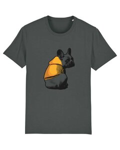 Unisex T-Shirt bedruckt aus Bio Baumwolle | Hund mit Beanie Mops Süß Dog with Beanie - DüsselGreen
