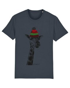 Unisex T-Shirt bedruckt aus Bio Baumwolle | Giraffe mit Beanie Mütze Bunt - DüsselGreen