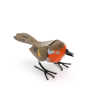 Rotkehlchen - Vogel aus Recycling-Metall zur Gartendekoration - Mio Moyo