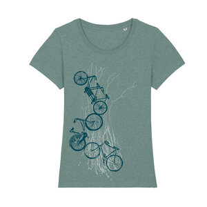 Frauenshirt "Fahrräder", bedruckt, Siebdruck, sportlich, Bio-Baumwolle - Spangeltangel