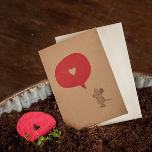 Karte für Verliebte | Valentinstag | 'Maus mit Herz' zum Einpflanzen - Die Stadtgärtner