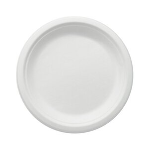 Bagasse Teller - 17 cm (rund, weiß) - Wisefood