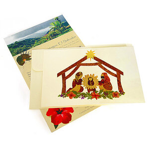 Grusskarte KRIPPE Weihnachten, getrocknete Wildblumen - GLOBO Fair Trade