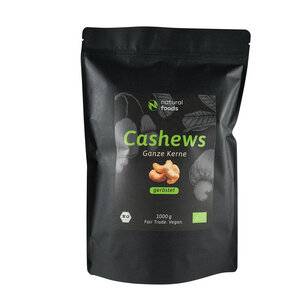 Bio Cashewkerne geröstet, Premium Qualität, 1kg - Natural Foods