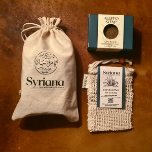 Solidarische Aleppo Seife + Sisal-Peelingbeutel - Geschenke Set - Syriana