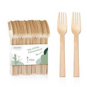Bambus Gabel 17 cm - Bambusgabel Einweg - Wisefood