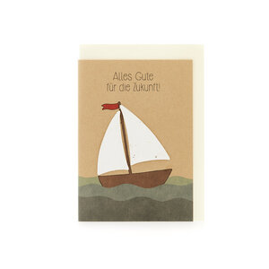 Grußkarte "Alle Gute" mit Segelboot-Motiv und Blumensamen (DIN A6) - Die Stadtgärtner