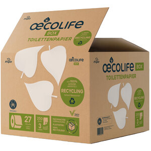 oecolife Toilettenpapier in der Box 'Recyling', 3-lagig, 27 Rollen - oecolife