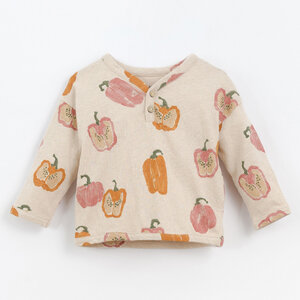 Baby Langarm Shirt mit Paprika Druck aus Bio-Baumwolle und Leinen - PLAY UP