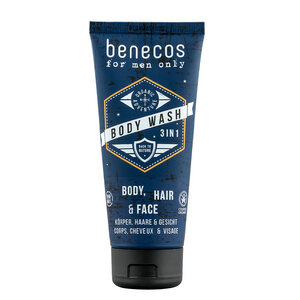 benecos for men - 3in1 Duschgel für Körper, (Bart-)Haar&Gesicht - 200 ml - benecos