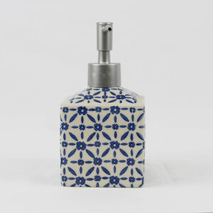 Keramik Seifenspender mit Pumpe und geometrischem Muster - Mitienda Shop
