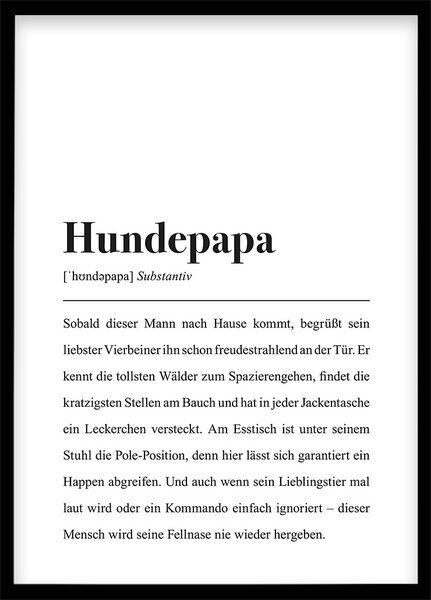 Hundepapa Definition Postkarte A6 - Lustige Geschenkkarte Für Hundefreunde