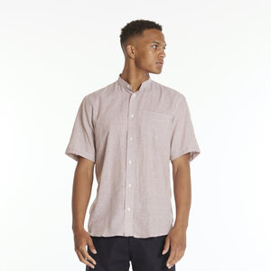 Hemd - Alberto Manderin Striped Linen SS Shirt- aus Bio-Baumwolle und Leinen - By Garment Makers