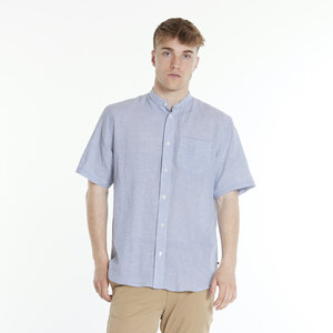 Hemd - Alberto Manderin Striped Linen SS Shirt- aus Bio-Baumwolle und Leinen - By Garment Makers