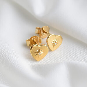 Goldene Ohrringe in Herzform mit Diamanten Saral - Eppi