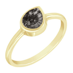 Goldener Ring mit Salt´n´Pepper Pear-Diamant Luna - Eppi