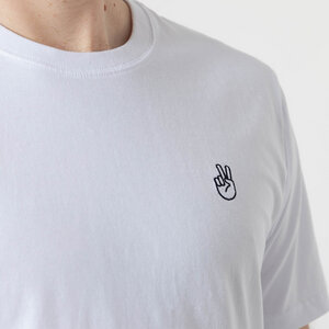 Unisex T-Shirt aus Biobaumwolle - Modell PEACE mit gestickter Veredelung - Fyngers
