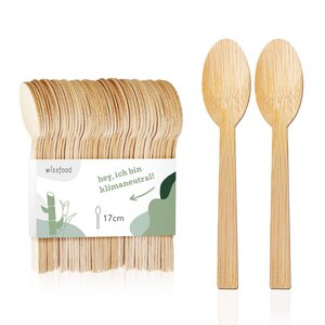 Bambus Löffel 17cm - Bambuslöffel Einweg - Wisefood